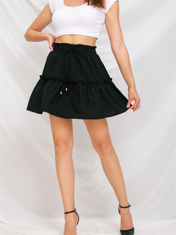 High Waist Elastic Solid Color Skirt Shopvhs.com