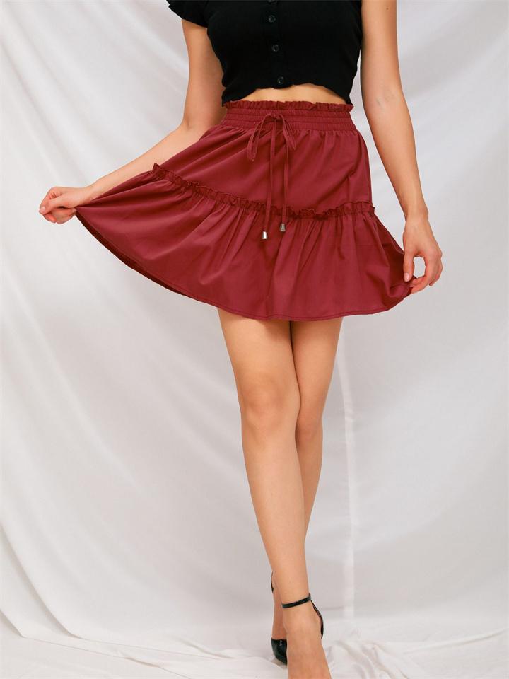 High Waist Elastic Solid Color Skirt Shopvhs.com
