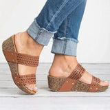 Hollow Cut Wedge Sandals Slippers Shopvhs.com