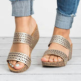 Hollow Cut Wedge Sandals Slippers Shopvhs.com