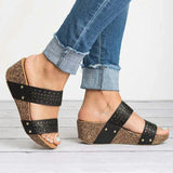 Hollow Cut Wedge Sandals Slippers Shopvhs.com