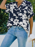 Ice Silk Print Short Sleeve Chiffon Blouse Shopvhs.com