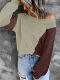 Knitted Pullover Temperament Round Neck Color-Blocking Sweater Shopvhs.com