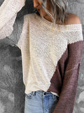 Knitted Pullover Temperament Round Neck Color-Blocking Sweater Shopvhs.com