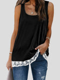 Lace Panel Square Neck Sleeveless Tank Top Shopvhs.com