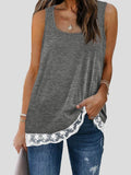 Lace Panel Square Neck Sleeveless Tank Top Shopvhs.com