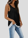 Lace Panel Square Neck Sleeveless Tank Top Shopvhs.com