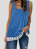 Lace Panel Square Neck Sleeveless Tank Top Shopvhs.com