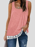Lace Panel Square Neck Sleeveless Tank Top Shopvhs.com