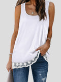 Lace Panel Square Neck Sleeveless Tank Top Shopvhs.com