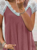 Lace Stitching Short-sleeved T-shirt Shopvhs.com