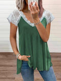 Lace Stitching Short-sleeved T-shirt Shopvhs.com