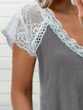 Lace Stitching Short-sleeved T-shirt Shopvhs.com