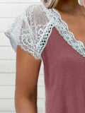 Lace Stitching Short-sleeved T-shirt Shopvhs.com