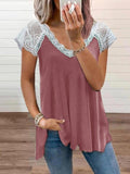 Lace Stitching Short-sleeved T-shirt Shopvhs.com