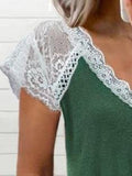 Lace Stitching Short-sleeved T-shirt Shopvhs.com