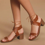 Lace-Up High Chuny Heel Sandals Shopvhs.com