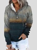 Landscape Drawstring Button Pocket Hoodie Shopvhs.com