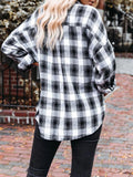 Lapel Black And White Plaid Long Sleeve Blouse Shopvhs.com