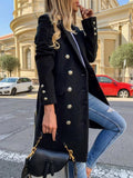 Lapel Button Long Sleeve Woolen Coat Shopvhs.com