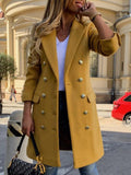 Lapel Button Long Sleeve Woolen Coat Shopvhs.com