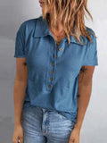 Lapel Button Short Sleeve T-Shirt Shopvhs.com