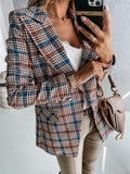 Lapel Check Pocket Button Blazer