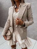 Lapel Check Pocket Button Blazer Shopvhs.com