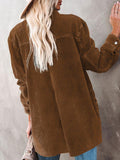 Lapel Corduroy Pocket Long Sleeve Coat Shopvhs.com