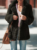 Lapel Long Sleeve Granular Velvet Solid Coat Shopvhs.com