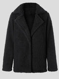 Lapel Long Sleeve Granular Velvet Solid Coat Shopvhs.com