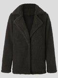 Lapel Long Sleeve Granular Velvet Solid Coat Shopvhs.com