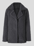 Lapel Long Sleeve Granular Velvet Solid Coat Shopvhs.com