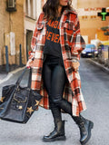 Lapel Plaid Slit Long Woolen Coat Shopvhs.com