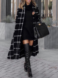 Lapel Pocket Belted Plaid Woolen Coat Shopvhs.com