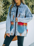 Lapel Pocket Denim Stitching Woolen Retro Coat Shopvhs.com