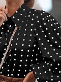 Lapel Polka Dot Lantern Long Sleeve Blouse Shopvhs.com
