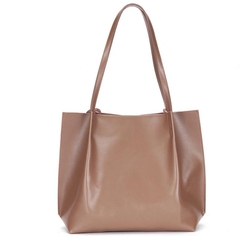 Large-Capacity Leather Solid Color Handbag Shopvhs.com