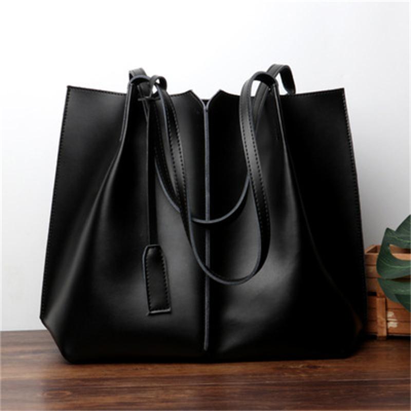 Large-Capacity Leather Solid Color Handbag Shopvhs.com