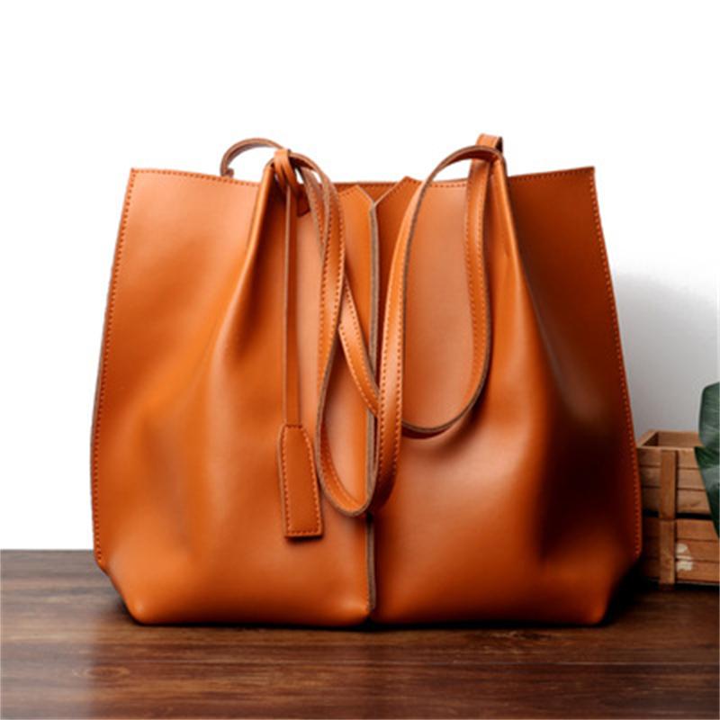 Large-Capacity Leather Solid Color Handbag Shopvhs.com