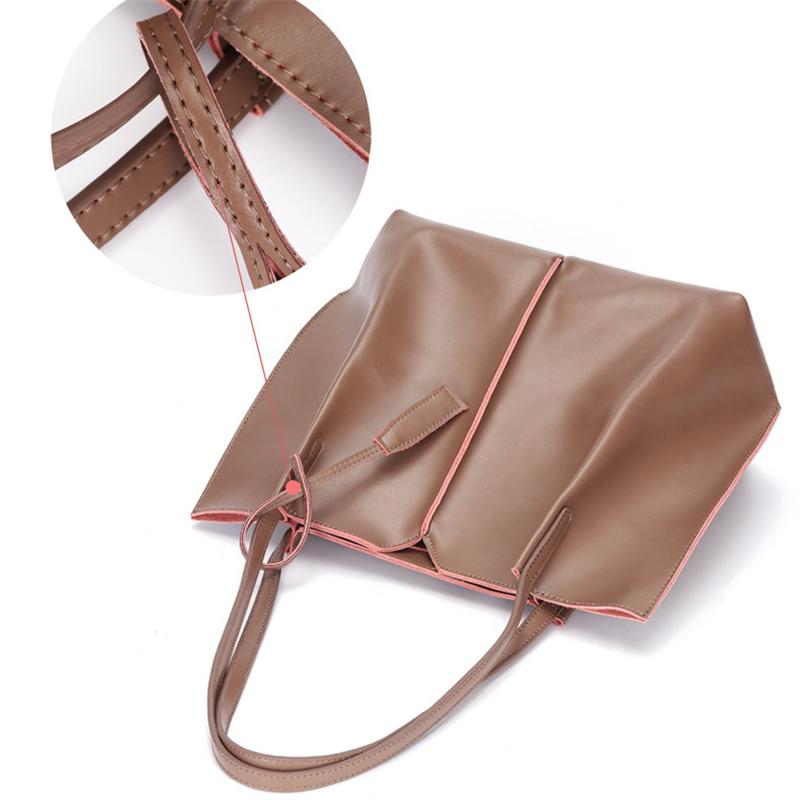 Large-Capacity Leather Solid Color Handbag Shopvhs.com