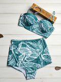 Leaf Printed High Waist Two Piece Swimsuits Shopvhs.com