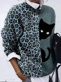 Leopard Cat Crew Neck Long Sleeve T-Shirt