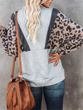 Leopard Patchwork Long Sleeve Pullover Sweatshirt Shopvhs.com