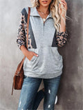 Leopard Patchwork Long Sleeve Pullover Sweatshirt Shopvhs.com