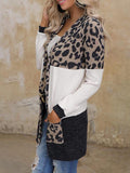 Leopard Print Stitching Pocket Mid-Length Cardigan Shopvhs.com