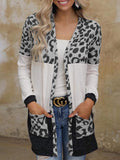 Leopard Print Stitching Pocket Mid-Length Cardigan Shopvhs.com