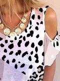 Leopard Printed Off Shoulder Casual T-shirt Shopvhs.com