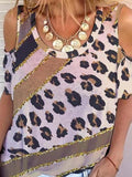 Leopard Printed Off Shoulder Casual T-shirt Shopvhs.com