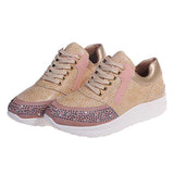 Lightweight Rhinestone Deco Lace Up Sneakers Shopvhs.com